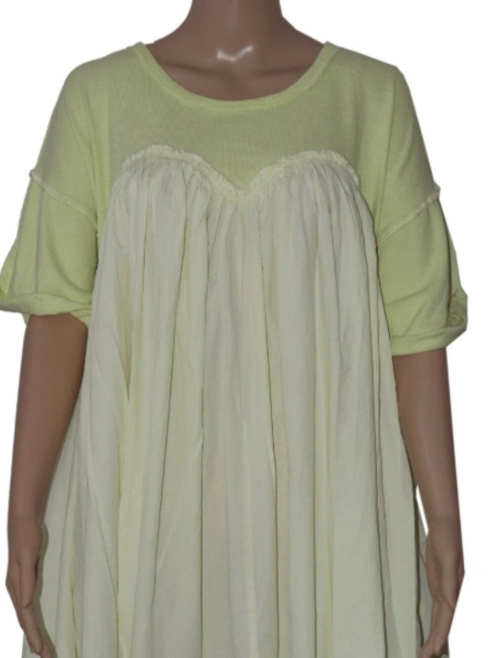 Free People Catalina Mini Dress Scoop Neck Cuffed Sleeves Babydoll M - Picture 6 of 6